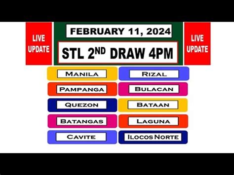 STL 2nd draw result live update 4pm February 11, 2024 SUNDAY.